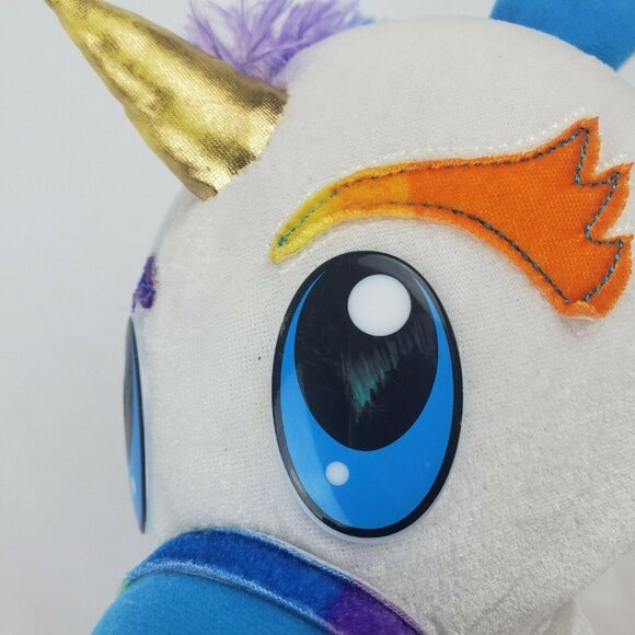 Classic Toy Company Unicorn Plush Gold Horn Hooves Blue Ears Stuffed Animal - Picture 7 of 9